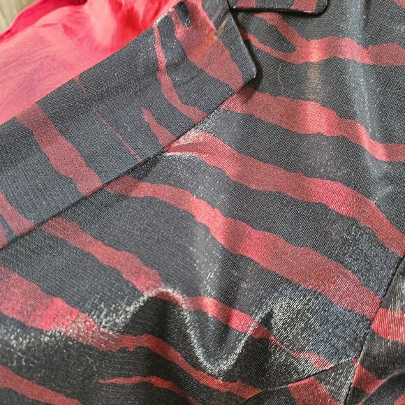 ZAFIR London Vtg Duster Jacket UK 10 US 6 Zebra Print Shiny Glam Rock Goth Femme - Picture 4 of 10